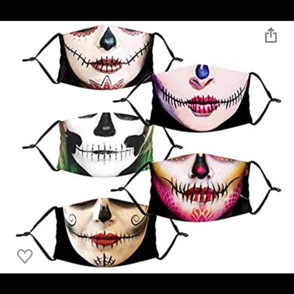 Skull print face masks with carbon filters